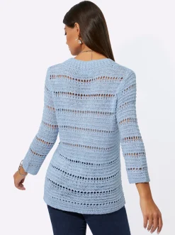 3/4 Arm-Pullover im Strickmuster-Mix