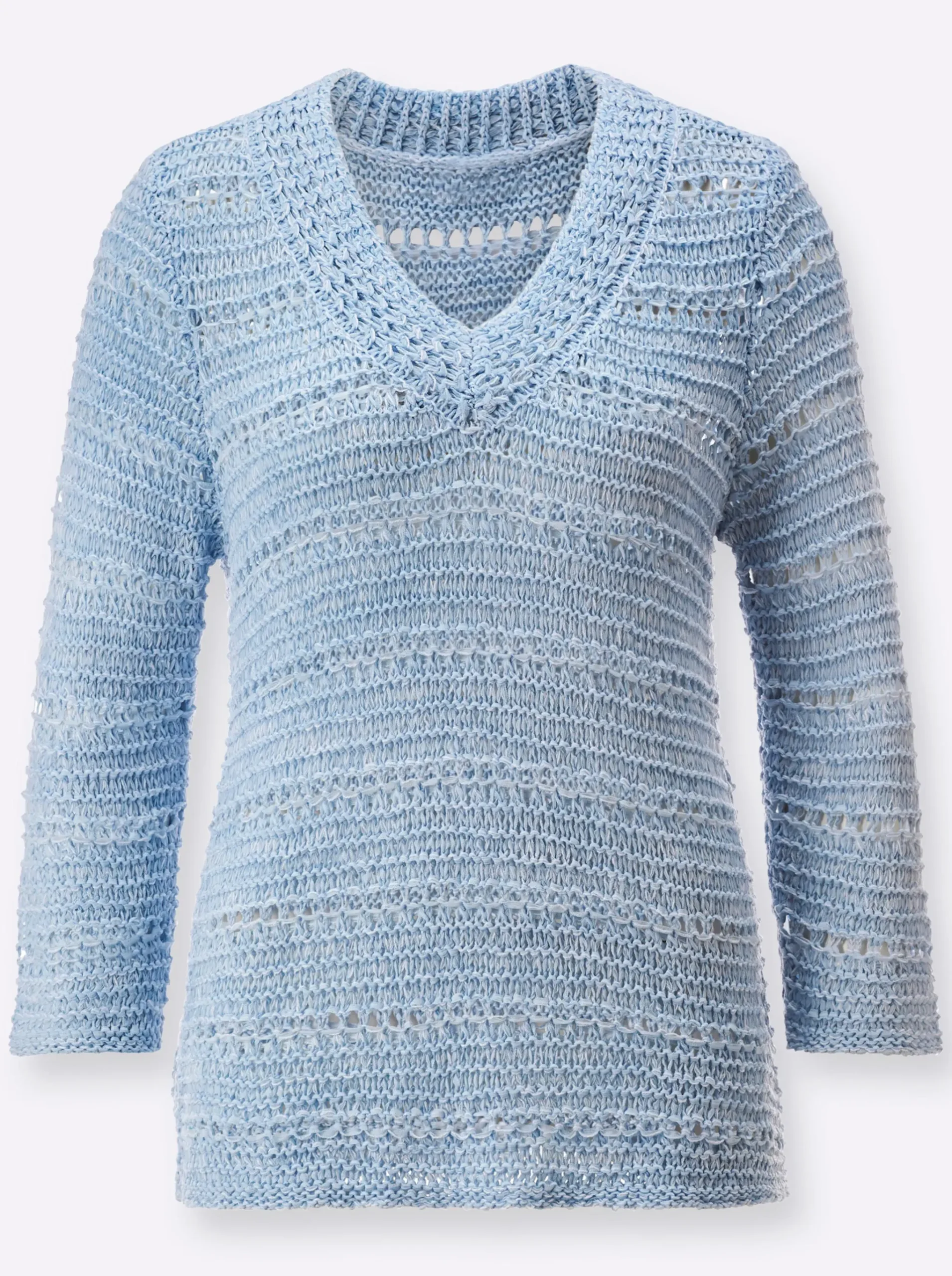 3/4 Arm-Pullover im Strickmuster-Mix