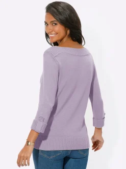 3/4 Arm-Pullover mit Zierriegel am Ärmel