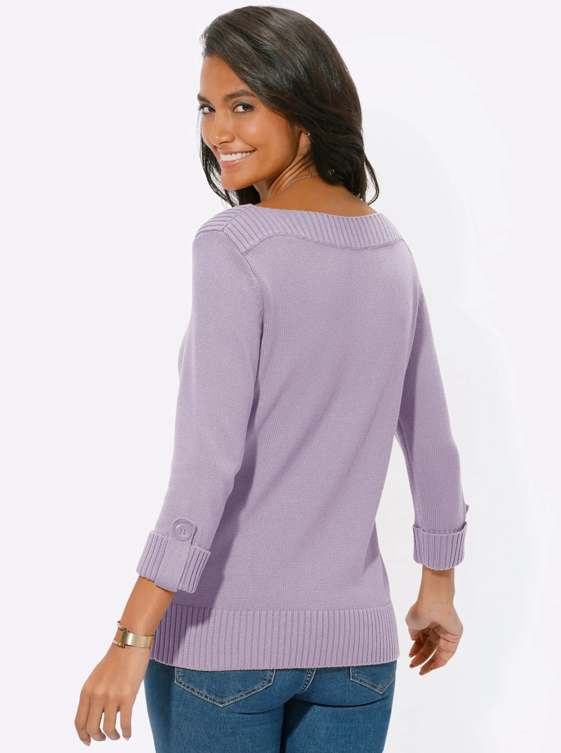 3/4 Arm-Pullover mit Zierriegel am Ärmel