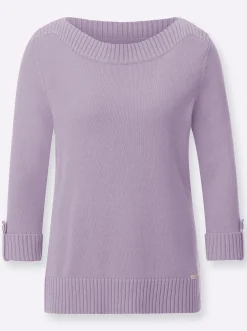 3/4 Arm-Pullover mit Zierriegel am Ärmel