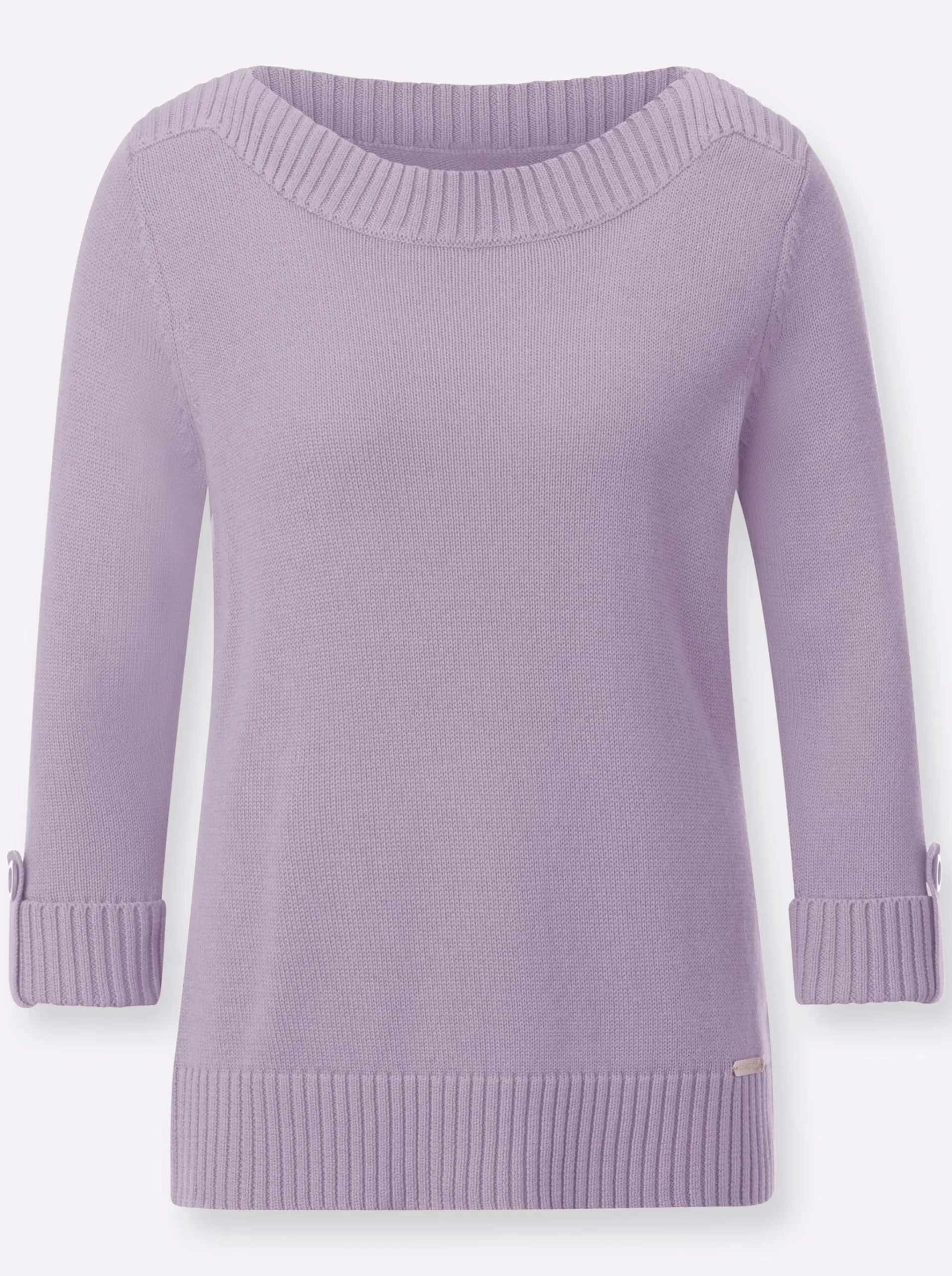 3/4 Arm-Pullover mit Zierriegel am Ärmel