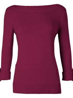 3/4 Arm-Pullover mit Zierriegel am Ärmel