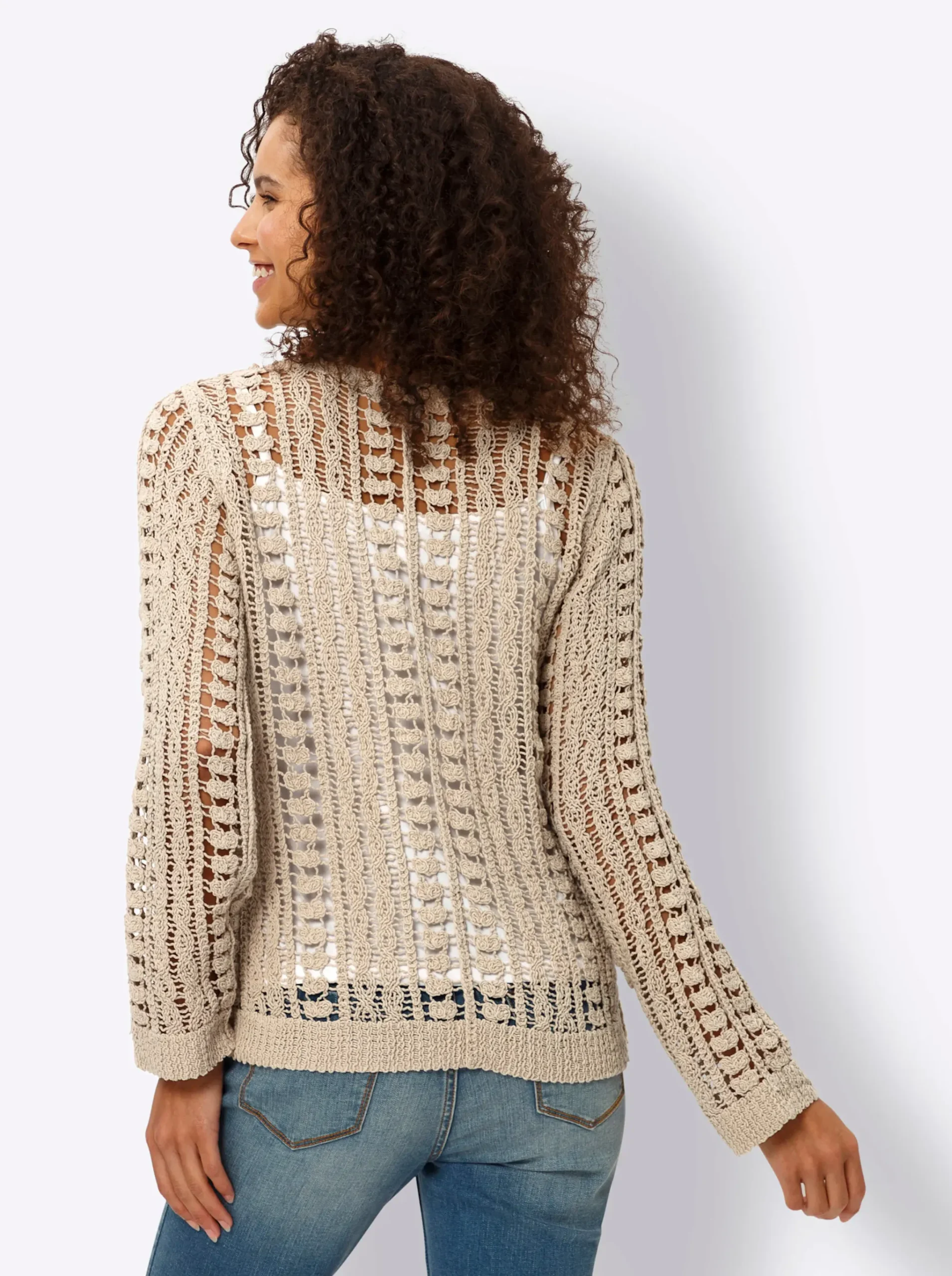 Ajourpullover aus reiner Baumwolle