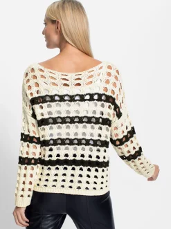 Ajourpullover mit überschnittener Schulter