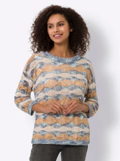 Ajourpullover mit Bändchengarn