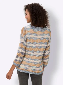 Ajourpullover mit Bändchengarn
