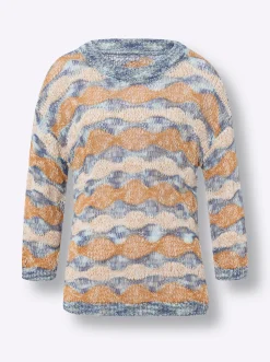 Ajourpullover mit Bändchengarn
