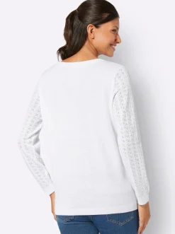 Ajourpullover mit gerippten Abschlüssen