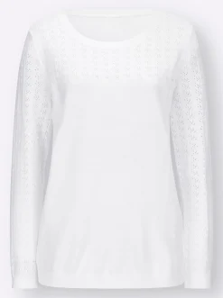 Ajourpullover mit gerippten Abschlüssen