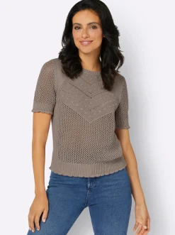 Ajourpullover mit kurzen Ärmeln