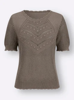 Ajourpullover mit kurzen Ärmeln