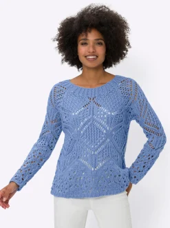 Ajourpullover mit Raglan-Ärmeln