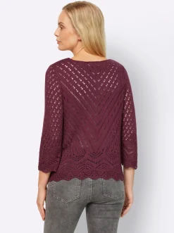 Ajourpullover mit 3/4-Ärmeln