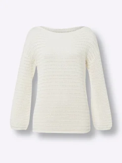 Ajourpullover mit U-Boot-Ausschnitt
