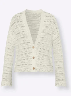Ajourstrickjacke aus reiner Baumwolle