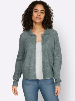 Ajourstrickjacke mit Hemdkragen