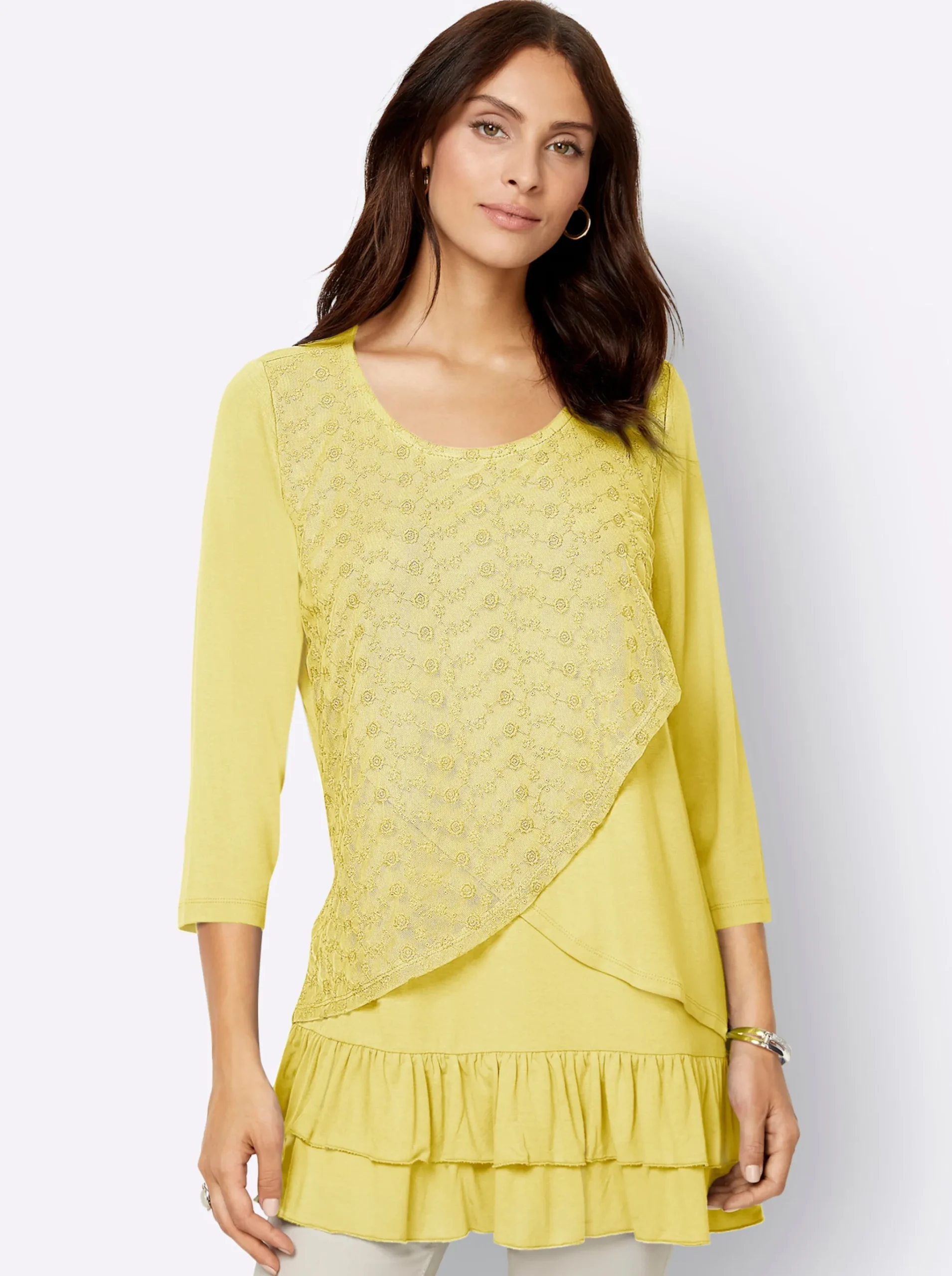 3/4-Arm-Shirt im Lagen-Look
