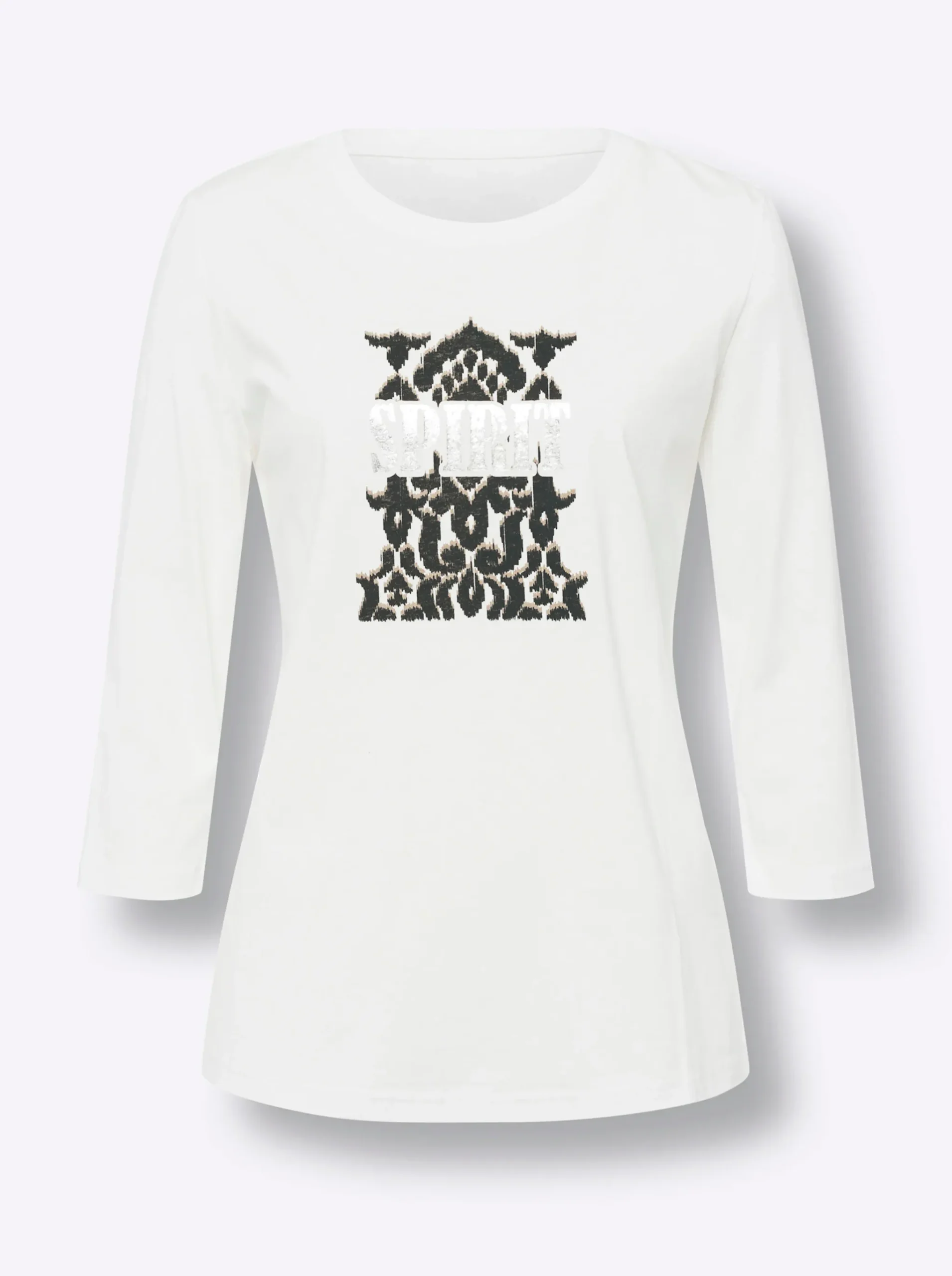 3/4-Arm-Shirt mit Glanz-Schrift