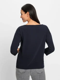 3/4-Arm-Shirt mit Glitzersteinchen-Schriftzug