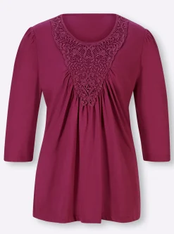 3/4-Arm-Shirt mit Raffungen