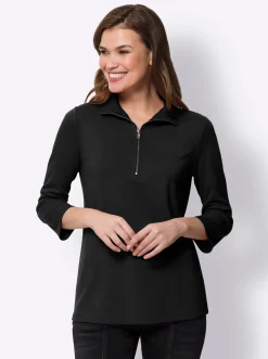 3/4-Arm-Shirt mit Reißverschluss