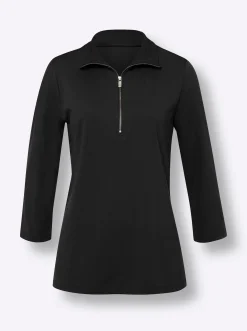 3/4-Arm-Shirt mit Reißverschluss