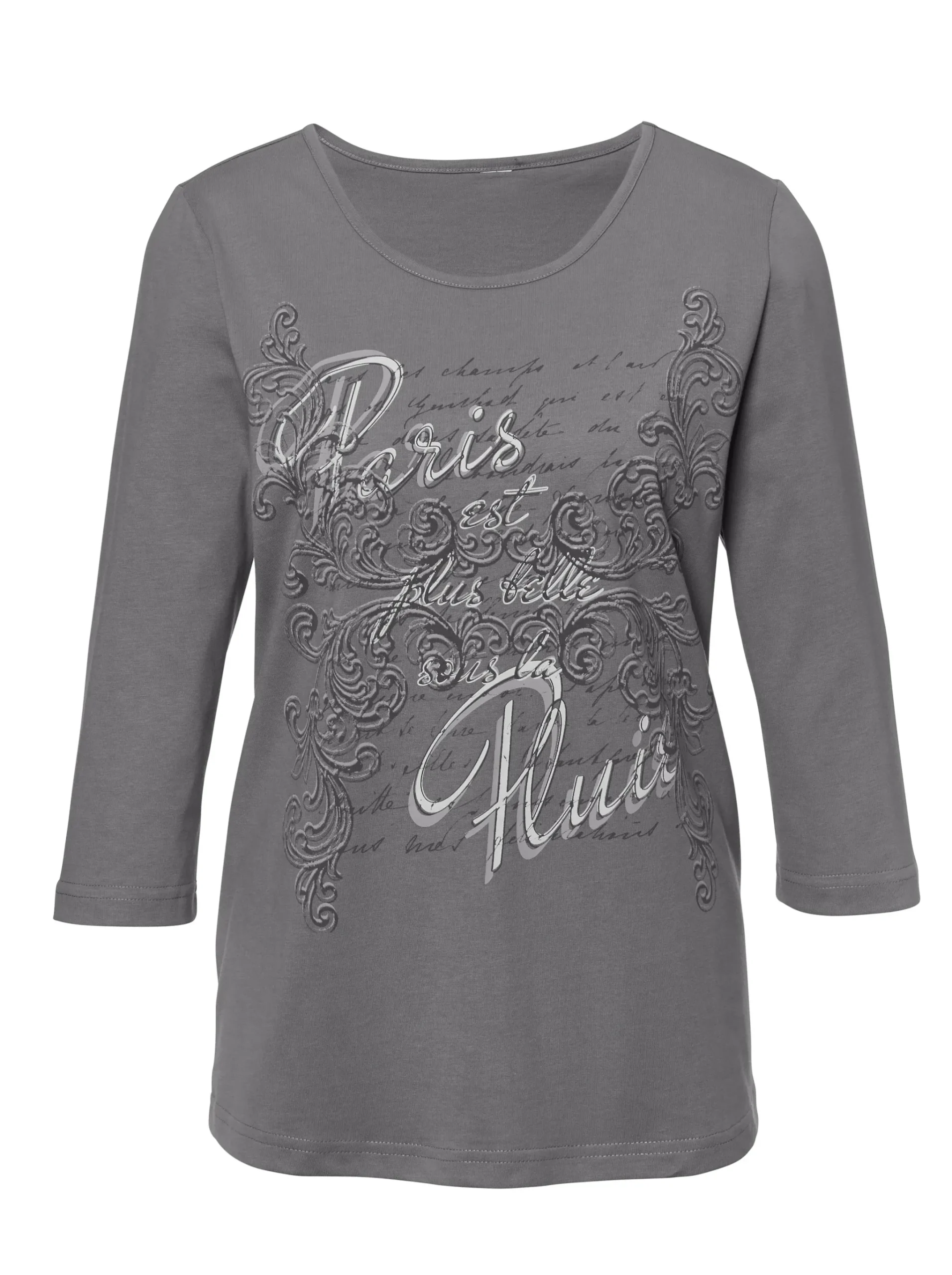 3/4-Arm-Shirt mit Rundhals-Ausschnitt