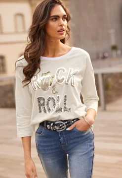 3/4-Arm-Shirt mit Schriftzug