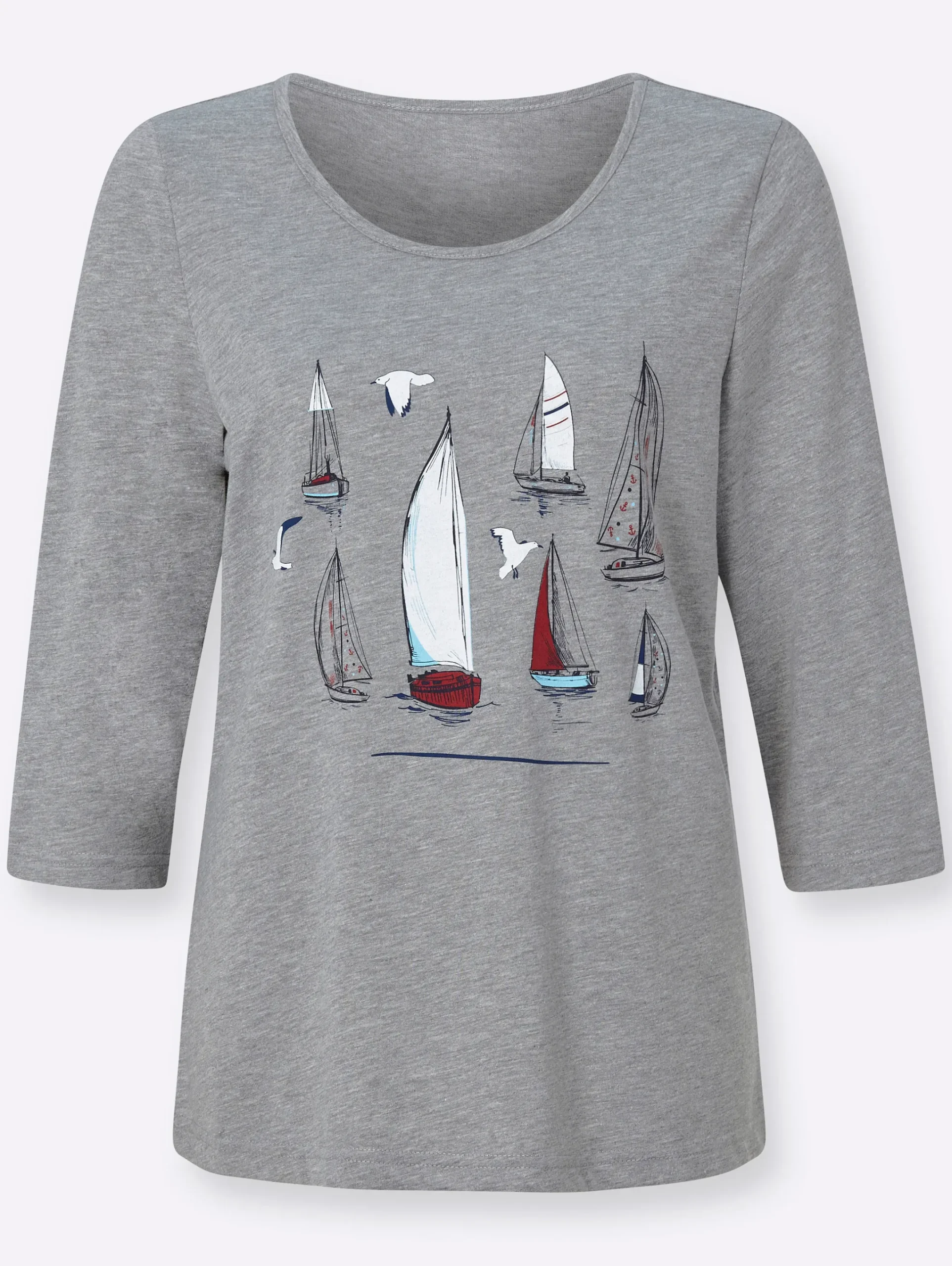 3/4-Arm-Shirt mit Segelboot-Motiv