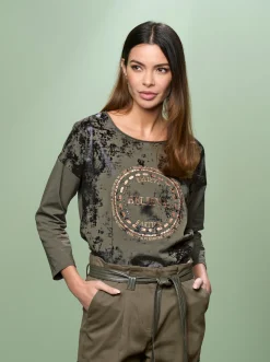 3/4-Arm-Shirt mit Stickerei-Motiv