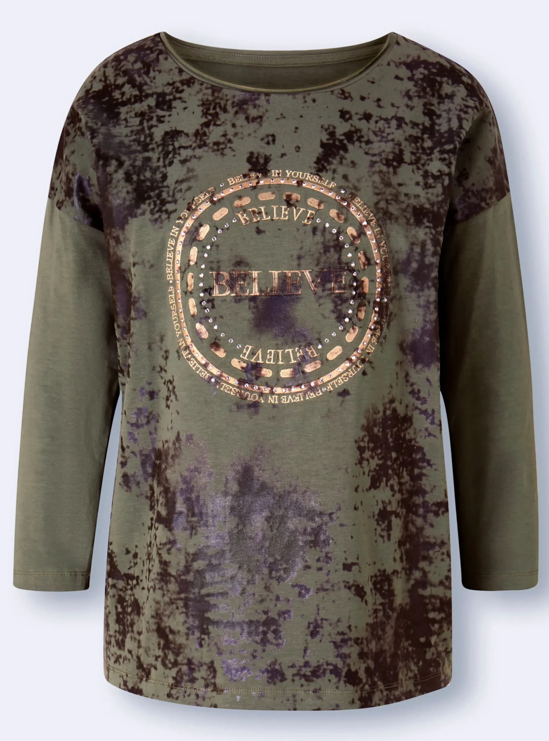 3/4-Arm-Shirt mit Stickerei-Motiv