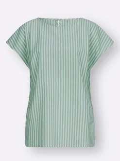 Baumwollbluse mit garngefärbten Streifen