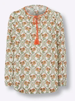 Baumwollbluse mit geflochtenen Bändern