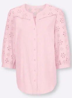 Baumwollbluse mit Lochstickerei