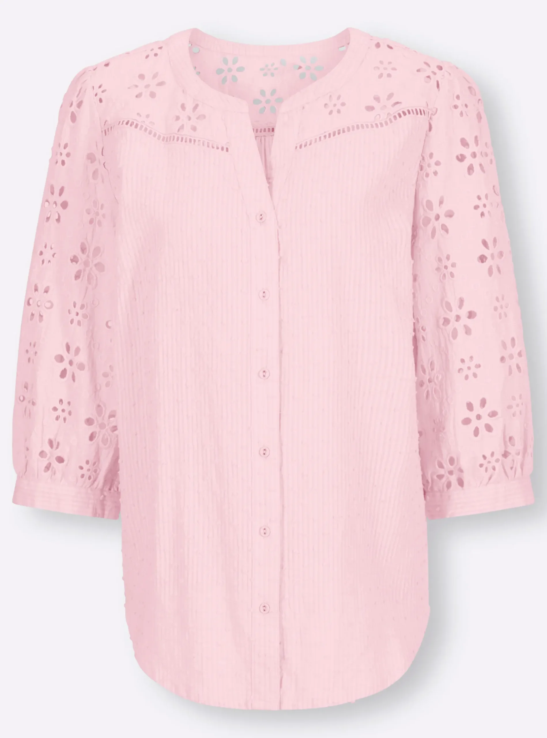 Baumwollbluse mit Lochstickerei