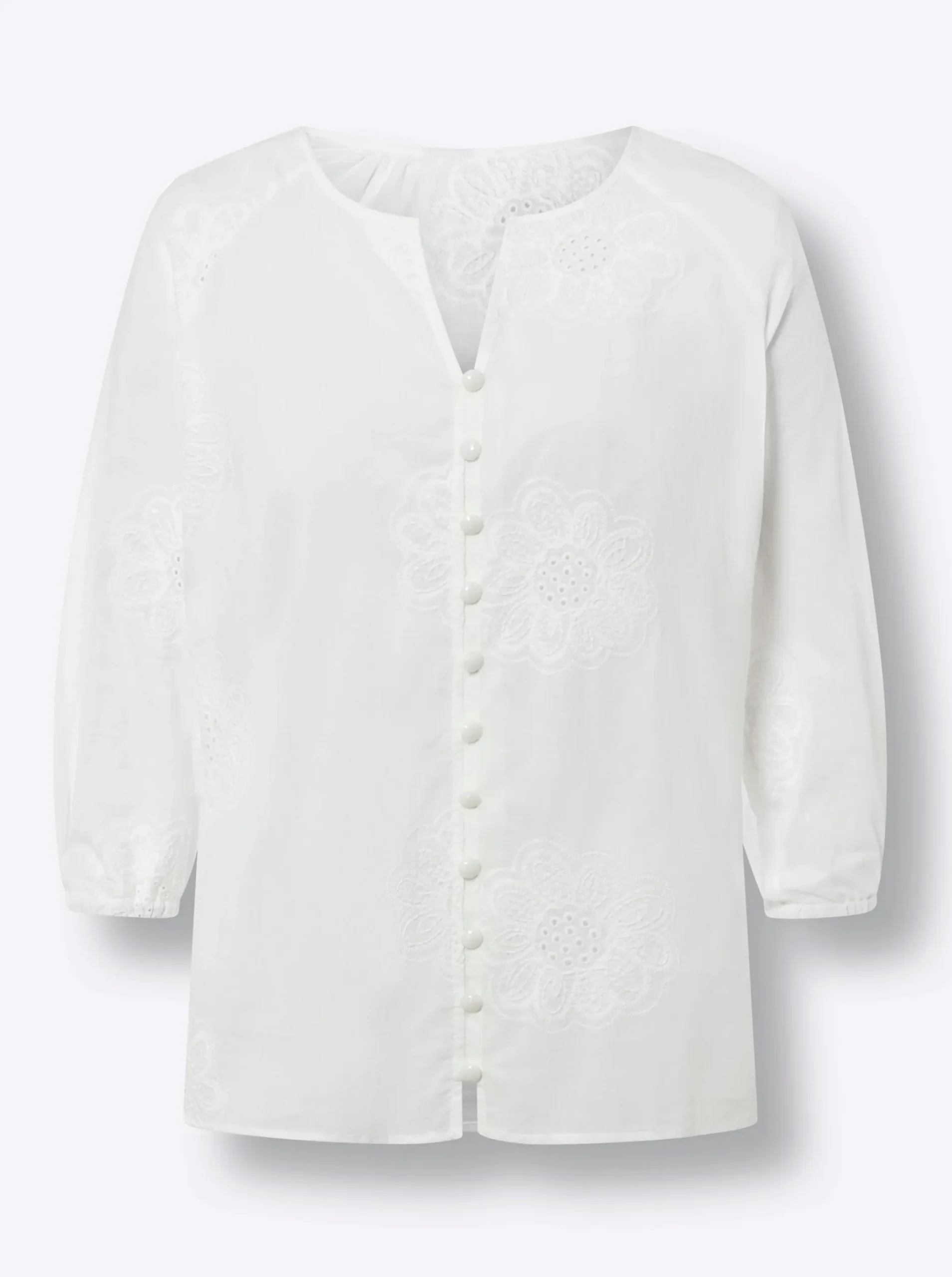 Baumwollbluse mit Lochstickerei
