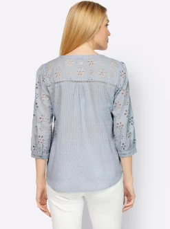 Baumwollbluse mit Lochstickerei
