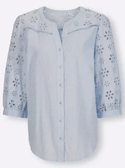 Baumwollbluse mit Lochstickerei