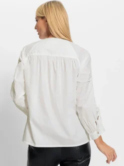 Baumwollbluse mit raffbarem Ärmel