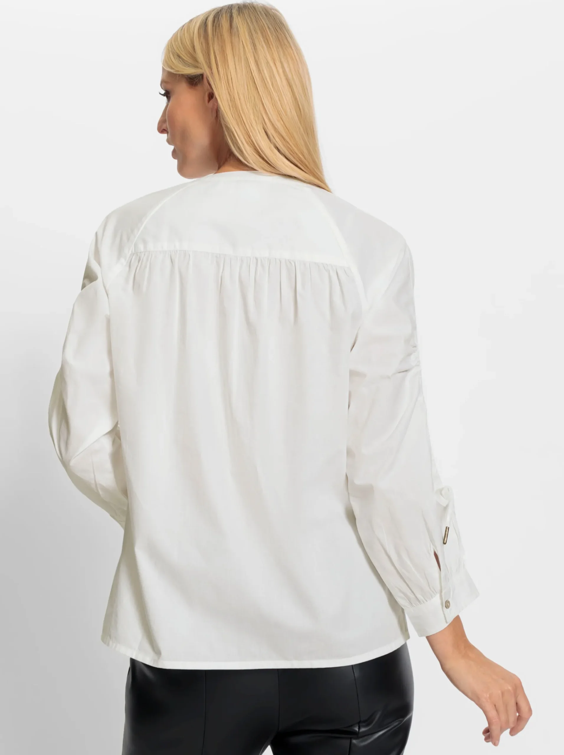 Baumwollbluse mit raffbarem Ärmel