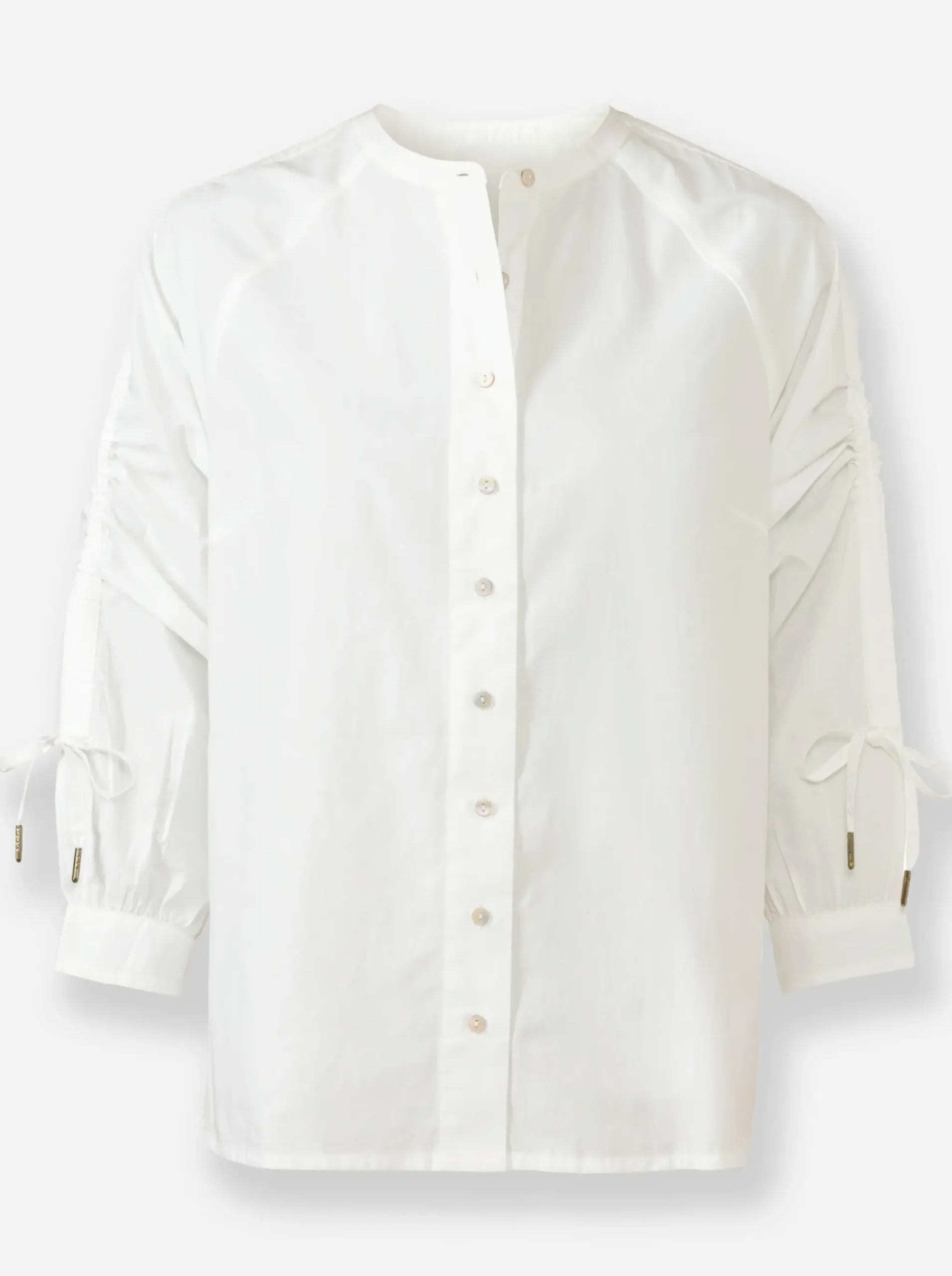 Baumwollbluse mit raffbarem Ärmel
