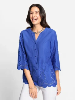 Baumwollbluse mit 3/4-Ärmeln
