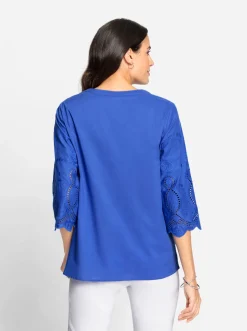 Baumwollbluse mit 3/4-Ärmeln