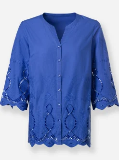 Baumwollbluse mit 3/4-Ärmeln