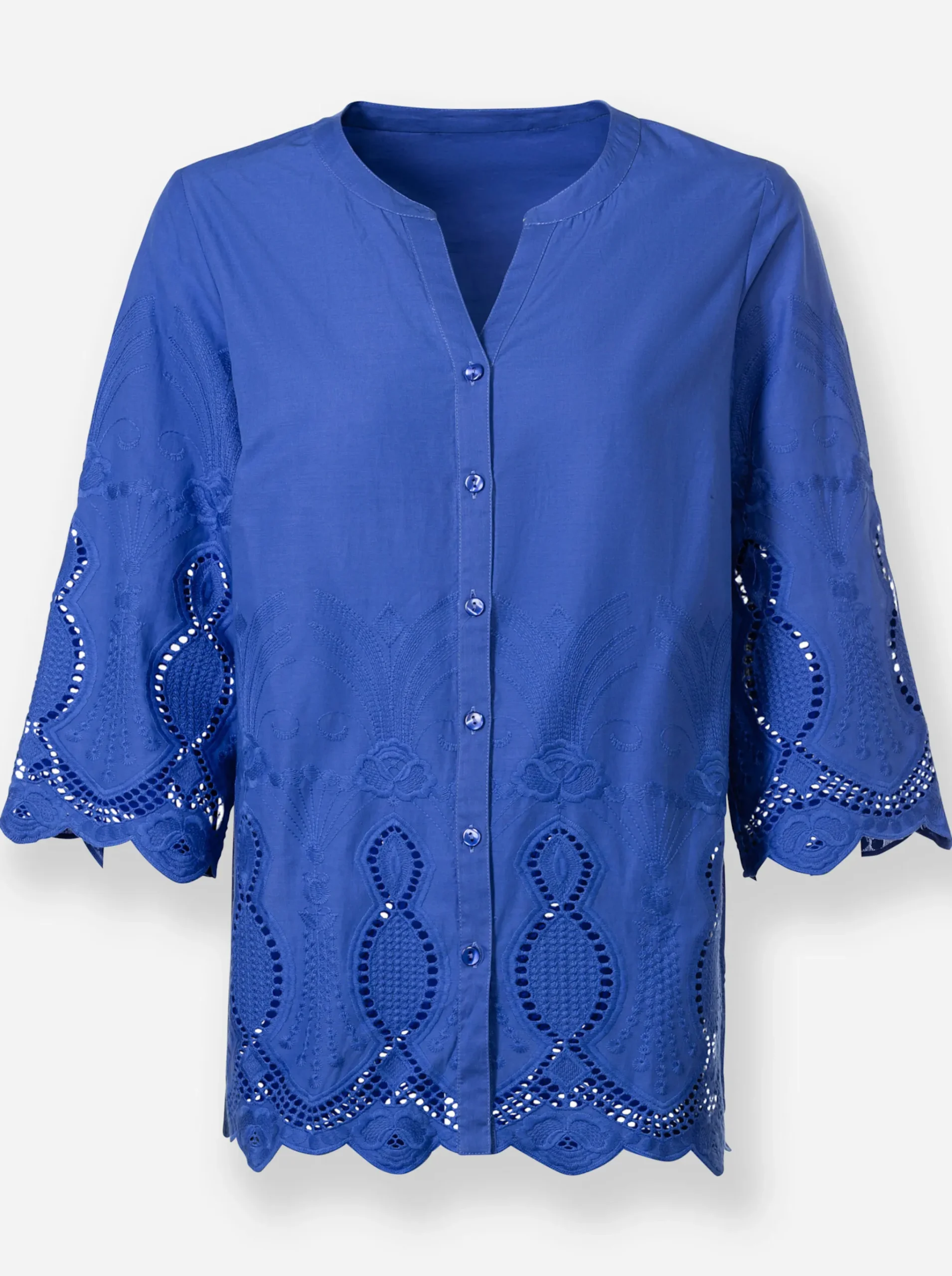 Baumwollbluse mit 3/4-Ärmeln