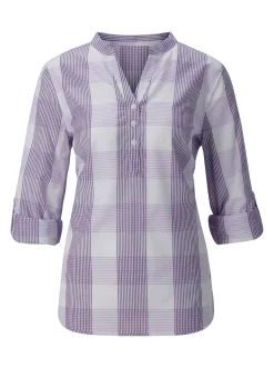 Baumwollbluse mit Stehkragen, kariert