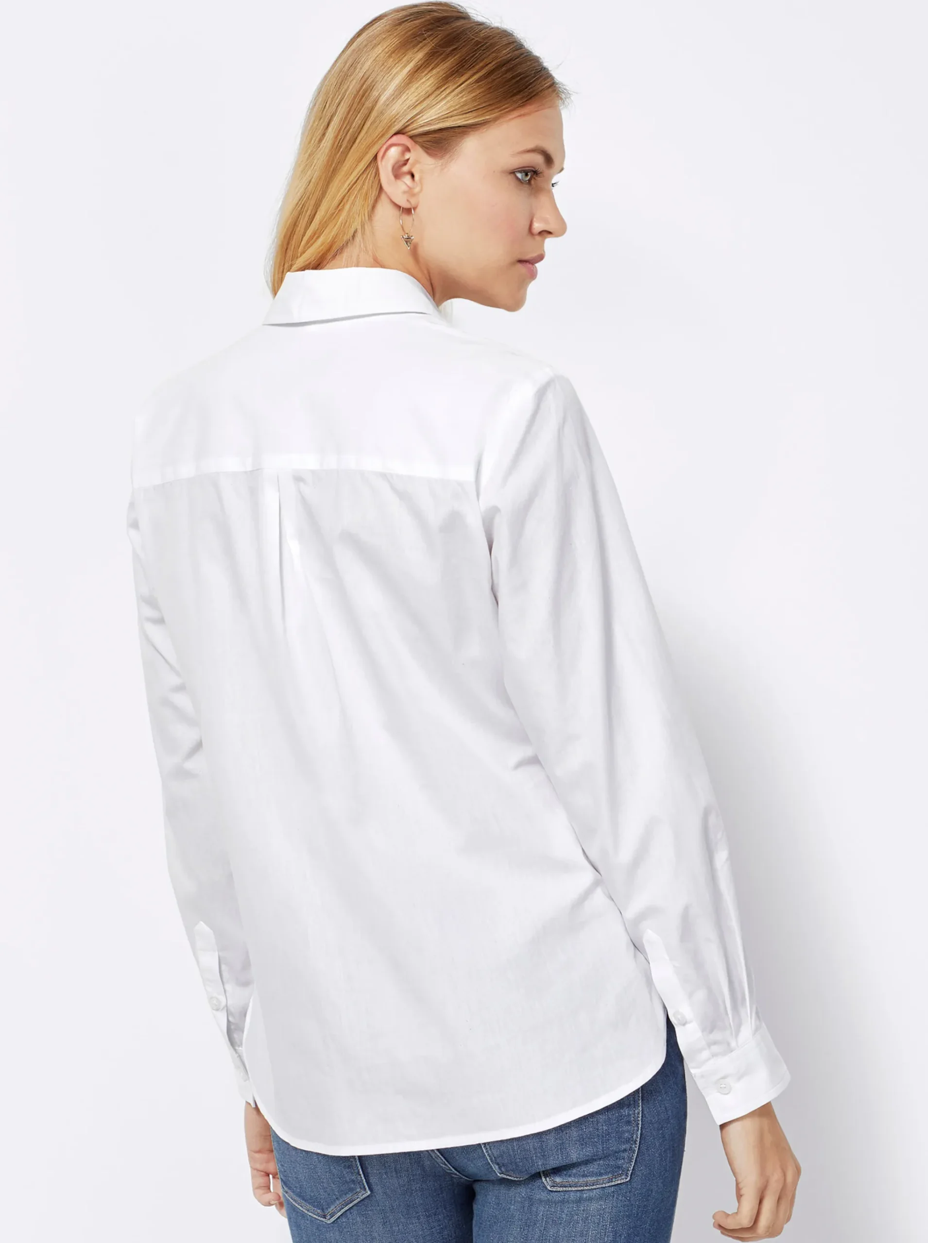 Baumwollbluse mit verdeckter Knopfleiste