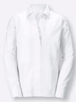 Baumwollbluse mit verdeckter Knopfleiste