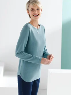 Baumwollpullover mit überlappendem Saum